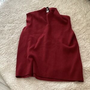 Eileen Fisher Deep Red V-Neck Sleeveless Top